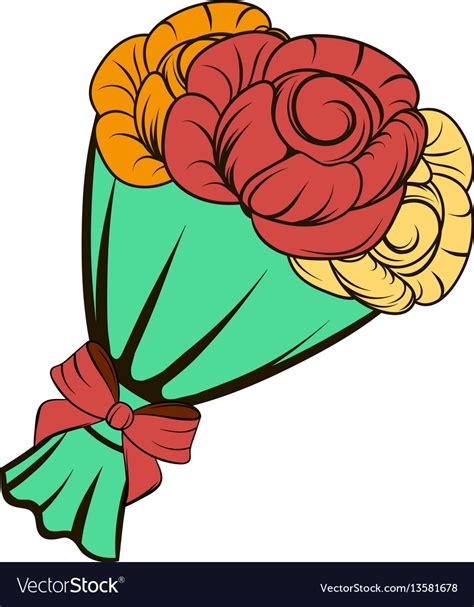 Bouquet roses icon cartoon Royalty Free Vector Image