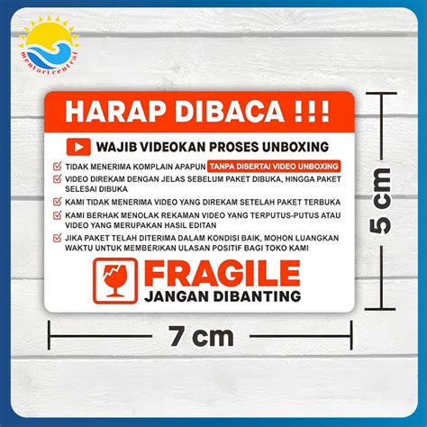 Jual Label Sticker Fragile Wajib Video Unboxing Stiker Jangan Dibanting