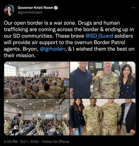 Noem Evidently Sending Guards To Border To Wage Political War Dakota