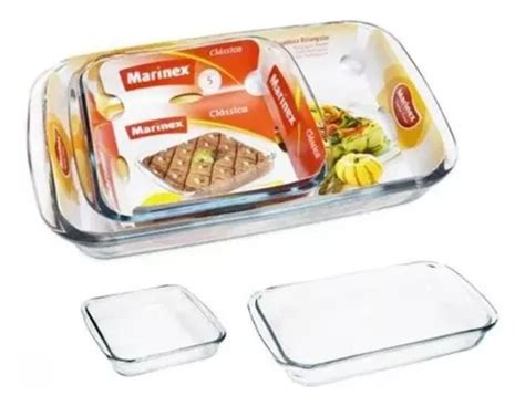 Set Fuentes Asadera Para Horno Marinex Cuadrada Rectangula Cuotas