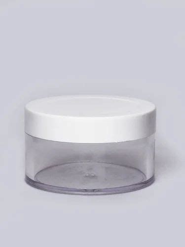 Round 50gm Acrylic San Transparent Jar With Lid White Cap At Rs 12 42