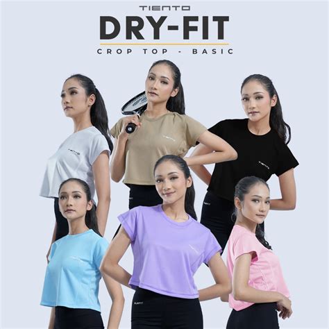 Jual Tiento Baju Olahraga Wanita Crop Top Shirt Kaos Lengan Pendek