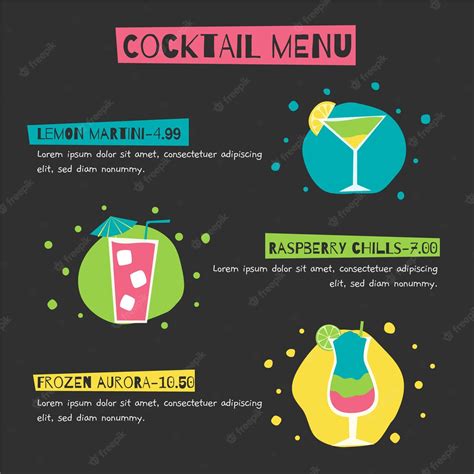 Free Vector Cocktail Menu Template