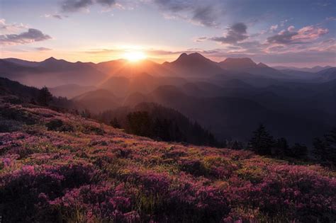 Premium Photo | Beautiful ancient mountains at sunset in the evening ...