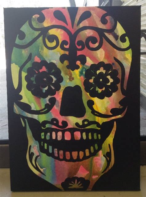 Black Sugar Skull Painting by Alex Davies | Saatchi Art