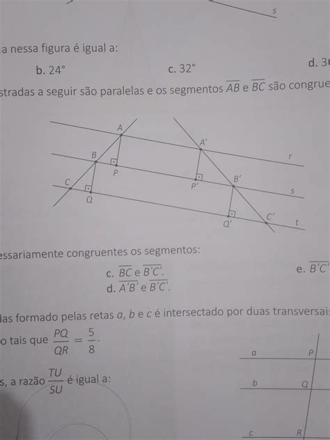 As Retas R S E T Mostradas A Seguir S O Paralelas E Os Segmentos Ab E