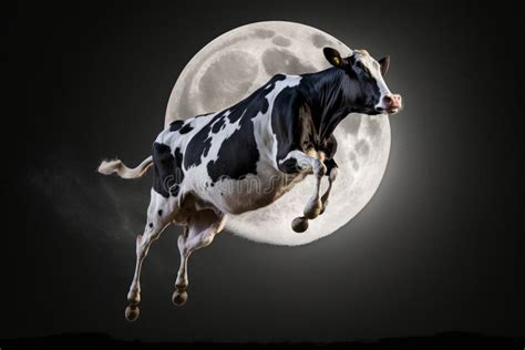 Cow Jumping Over The Moon Generative Ai Stock Illustration