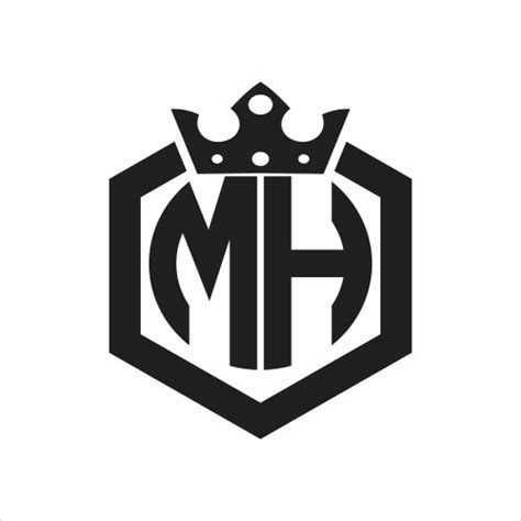 Mh Logo Monogram With Piece Circle Ribbon Style Vector Image