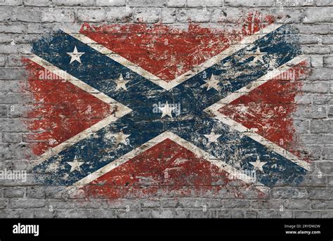 Flag of USA confederate painted on brick wall Stock Photo - Alamy