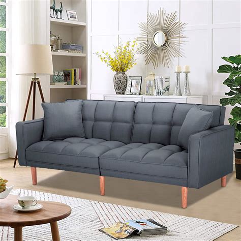 SEVENTH Convertible Sofa Bed with Armrest, Modern Fabric Sleeper Sofa ...