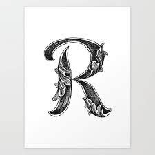 Leaf Script R Art Print By Hannah Scully Society6 Framed Art Prints