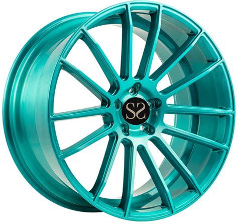 Custom Design Cyan Blue Multi Spokes Monoblock 1 Piece Luxury Forged