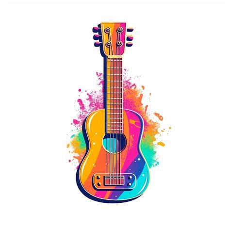 Una Guitarra De Colores Brillantes Con Un Toque De Pintura En La