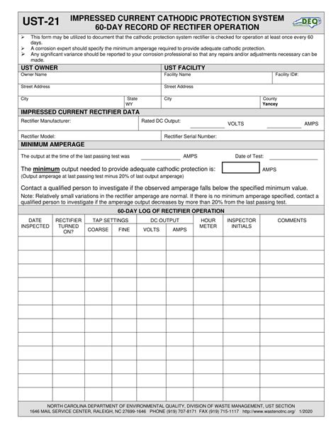 Form UST-21 Download Fillable PDF or Fill Online Impressed Current ...