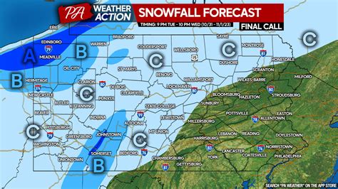 Snowfall Forecast for First Snow Squalls of Fall 2023 - Statewide