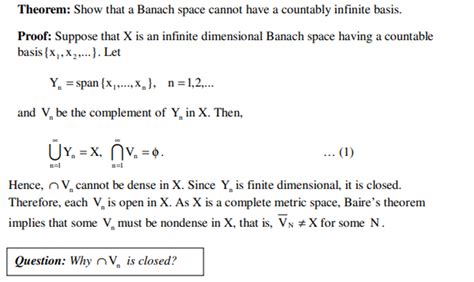 Solved Theorem Show That A Banach Space Cannot Have A Chegg