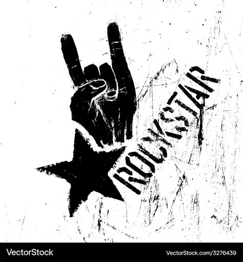 Rockstar Symbol With Rock On Gesture Royalty Free Vector