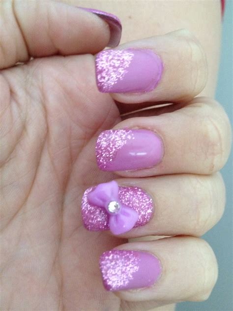 Fuchsia nails with glitter and bows :-) I LOVE MY NAILS!! by Beauty ...