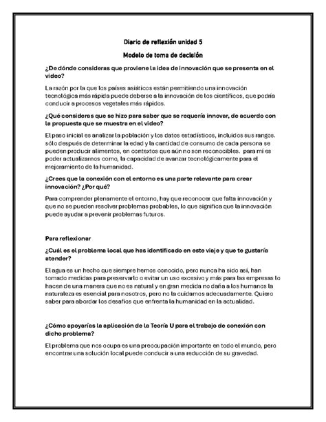 Diario de reflexión unidad 5 Diario de reflexión unidad 5 Modelo de