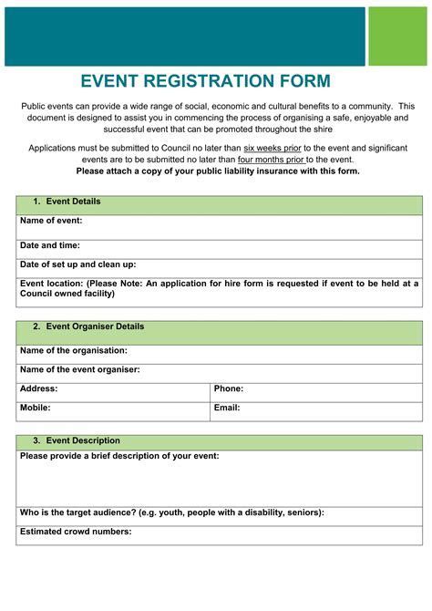sample registration form template  templatecom event registration