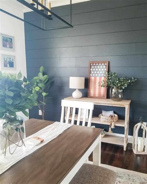 Black Shiplap Accent Wall In Farmhouse Dining Room Soul Lane