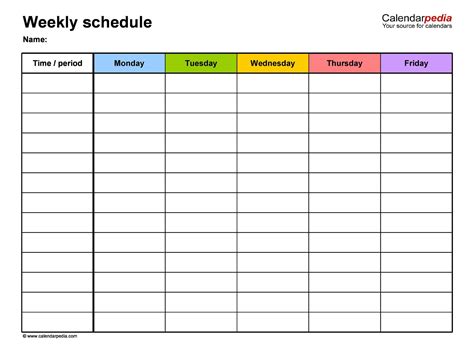 Free Printable Daily Work Schedule Templates Excel Pdf Word