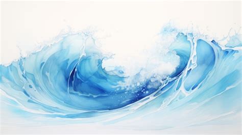 Premium Ai Image Watercolor Blue Ocean Waves Contemporary Asian Art With Dreamlike Composition