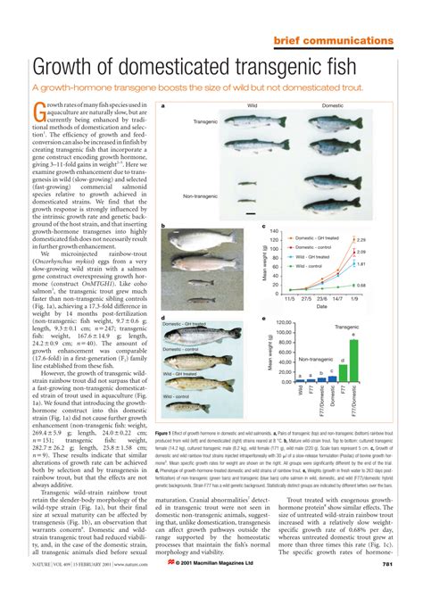 (PDF) Growth of domesticated transgenic fish