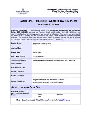 Fillable Online Guideline Records Classification Plan Fax Email Print