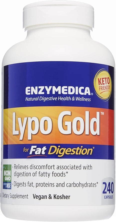 ENZYMEDICA Lypo Gold 240 Capsules Digestive Enzymes Supplements