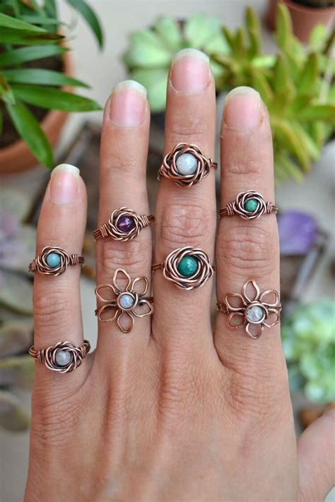 Copper Flower Rings Your Choice Abbey Road Collection Wire