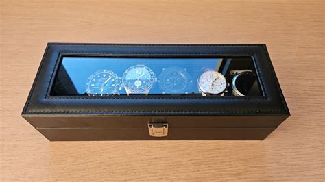 Songmics Uhrenbox Mit F Chern Uhrenkasten Glasdeckel Uhrenkoffer