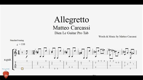 Matteo Carcassi Allegretto Guitar Tabs Youtube