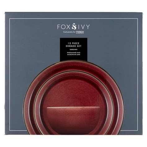 Fox Ivy Pieces Burgundi Dinner Set Tesco Groceries