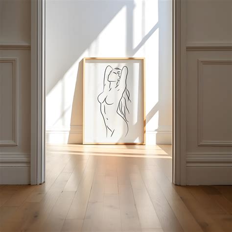 Woman Line Drawing Art Print Naked Woman Body Line Drawing Art Print