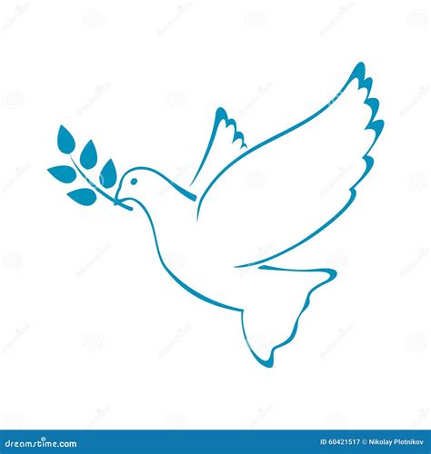 Peace Dove With Olive Branch Vector Illustration Stock Vector Image