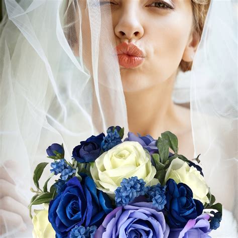 Royal Blue Wedding Flowers Artificial Royal Wedding Bouquet Royal Blue ...