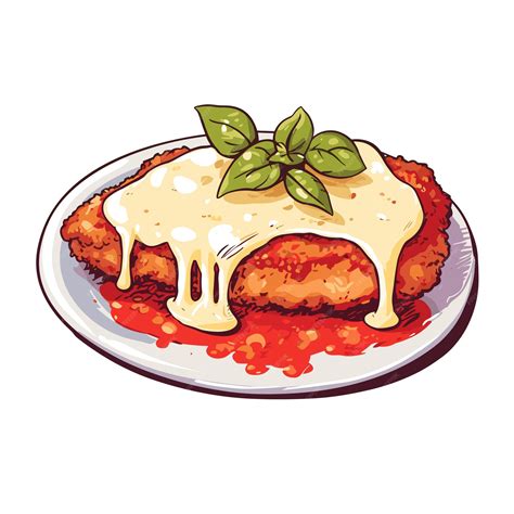 Chicken Parmesan Italy Foodcartoon Vector Illustrator Premium Ai