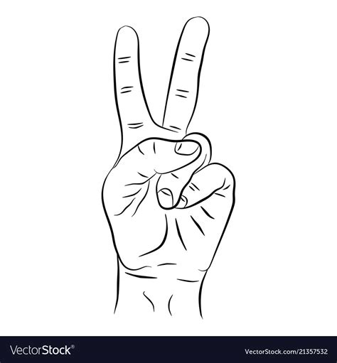 Contour hand two fingers victory sign or peace Vector Image