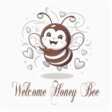 A New Happy Kawaii Bee With Big Eyes And A Smile On Vector With Playful