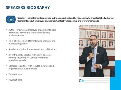 Event Time Announcer Speakers Biography Ppt Infographics Maker Pdf