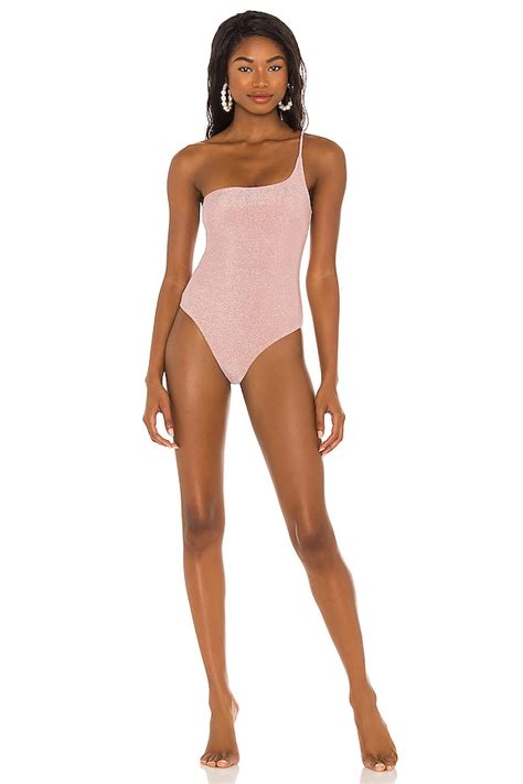 Nookie X Revolve One Shoulder One Piece Bikini In Pink In Pink Lurex