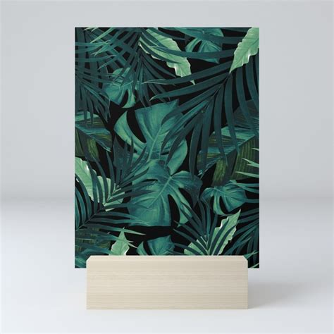 Tropical Jungle Night Leaves Pattern 1 Tropical Decor Art Society6 Mini Art Print By Anita