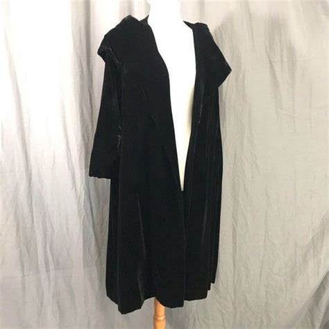 Vintage 1950s Black Velvet Open Swing Coat S M Etsy Swing Coats