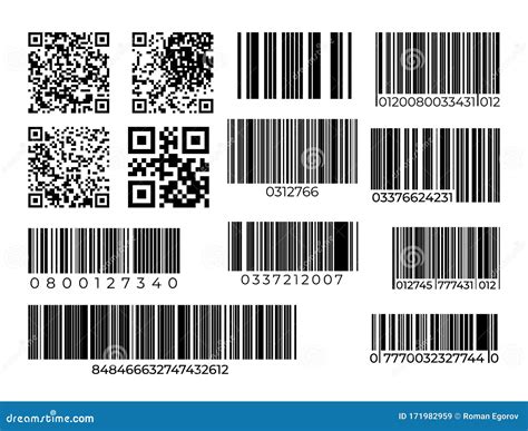 Barcode And Qr Code Set Scan Bar Industrial Or Supermarket Label