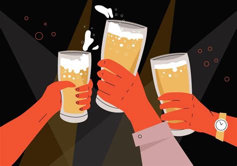 Beer Cheers In Office Parties And Gathering Vector Flat Illustration