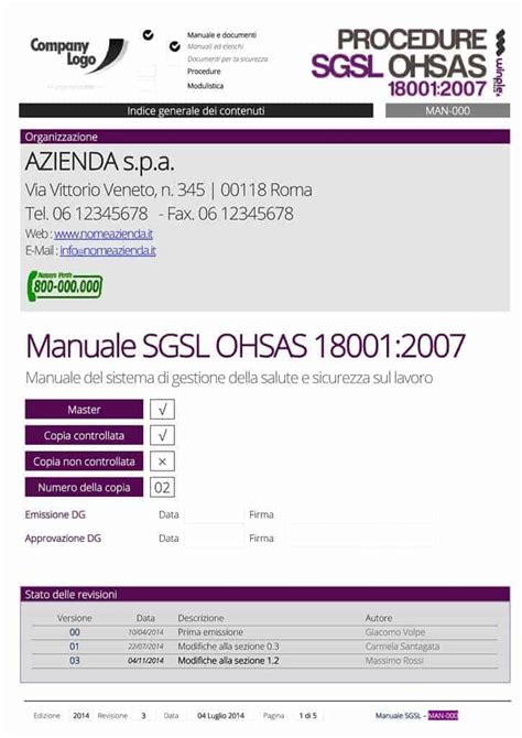 SGSL Kit Documentale Sicurezza Lavoro OHSAS 18001