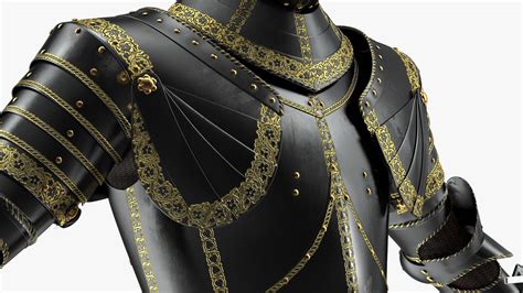 Medieval Knight Black Gold Full Armor Rigged For Modo 3d Model 169 Lxo Free3d