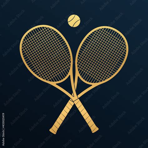 Crossed Tennis Rackets With Tennis Ball Vector Illustration Stock