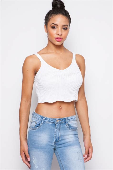 Dalia White Knitted Ribbed Crop Top At Misspap Co Uk Ribbed Crop Top